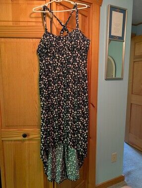 No Boundaries High Low Black Floral Sundress L